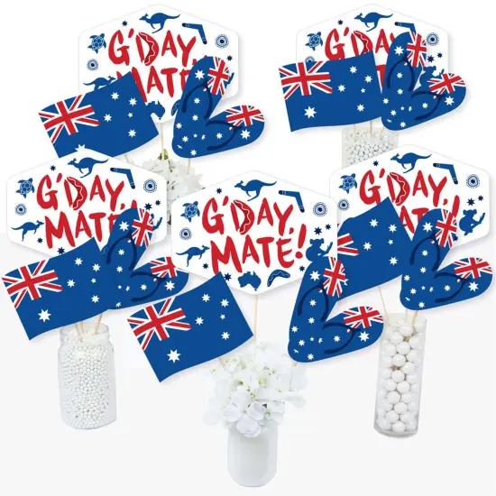 Big Dot of Happiness Australia Day - G'Day Mate Aussie Party Centerpiece Sticks - Table Toppers - Set of 15 {3}