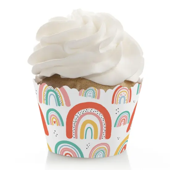 Big Dot of Happiness Hello Rainbow - Boho Baby Shower and Birthday Party Decor - Party Cupcake Wrappers - Set of 12 {1}