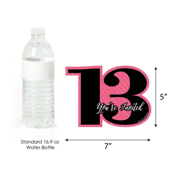 Big Dot of Happiness Chic 13th Birthday - Pink, Black and Gold - Shaped Fill-in Invites - Birthday Party Invitation Cards with Envelopes - Set of 12 {7}