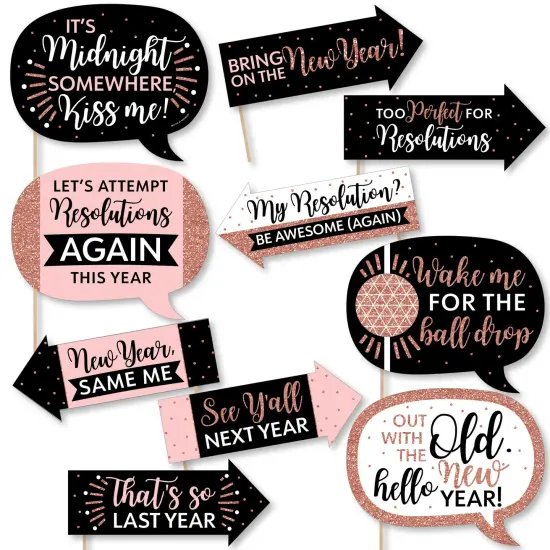 Big Dot of Happiness Funny Rose Gold Happy New Year - New Year's Eve Party Photo Booth Props Kit - 10 Piece {1}