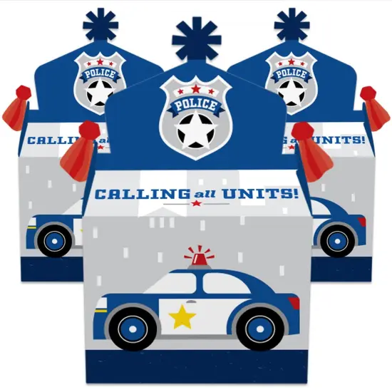 Big Dot of Happiness Calling All Units - Police - Treat Box Party Favors - Cop Birthday Party or Baby Shower Goodie Gable Boxes - Set of 12 {3}