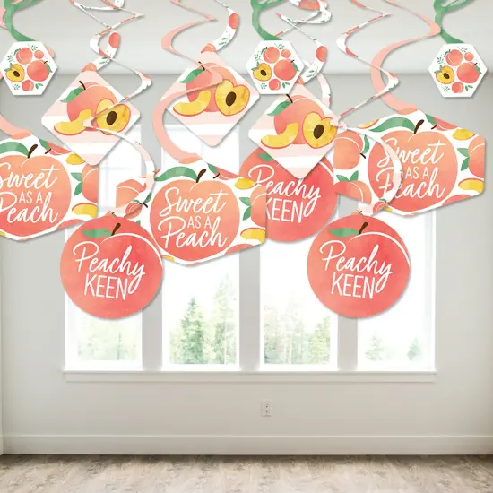Big Dot of Happiness Sweet as a Peach - Fruit Themed Baby Shower or Birthday Party Hanging Decor - Party Decoration Swirls - Set of 40 {4}