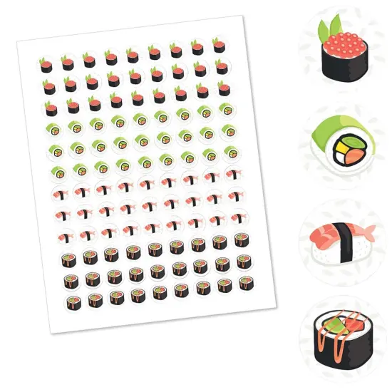 Big Dot of Happiness Let's Roll - Sushi - Japanese Party Round Candy Sticker Favors - Labels Fits Chocolate Candy (1 sheet of 108) {3}