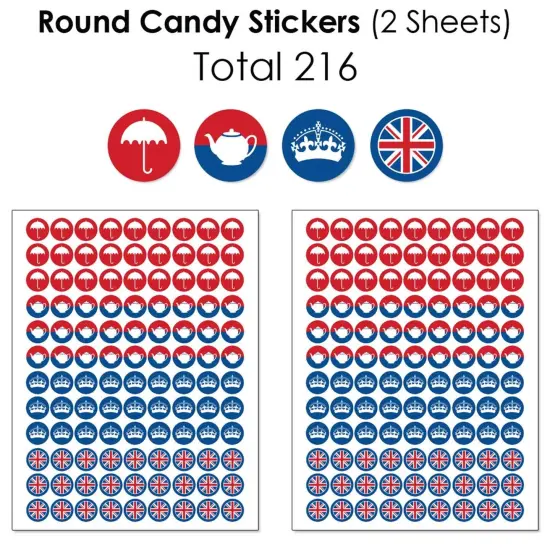 Big Dot of Happiness Cheerio, London - British UK Party Candy Favor Sticker Kit - 304 Pieces {6}