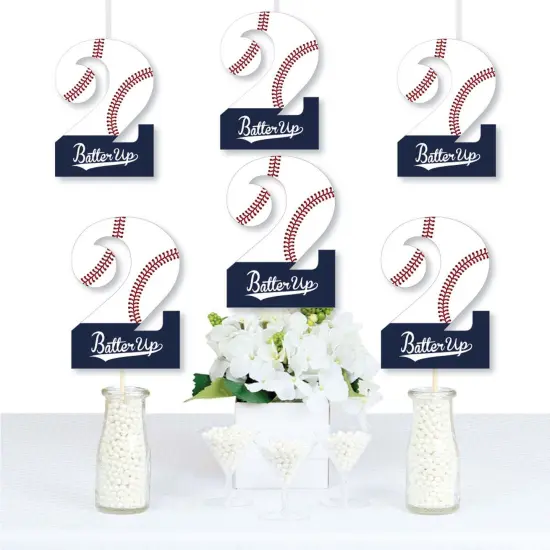 Big Dot of Happiness 2nd Birthday Batter Up - Baseball - Two Shaped Decorations DIY Second Birthday Party Essentials - Set of 20 {1}
