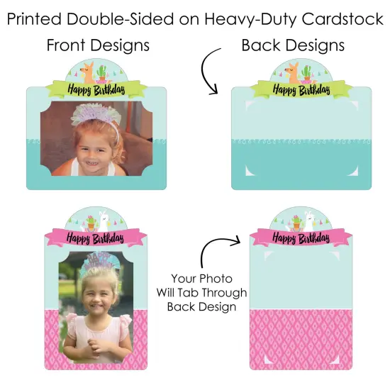 Big Dot of Happiness Whole Llama Fun - Llama Fiesta Birthday Party Picture Centerpiece Sticks - Photo Table Toppers - 15 Pieces {7}