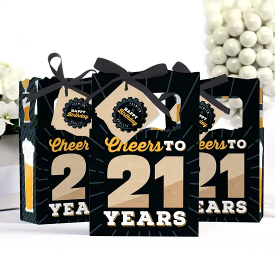 Big Dot of Happiness Cheers and Beers to 21 Years - 21st Birthday Party Favor Boxes - Set of 12 {4}