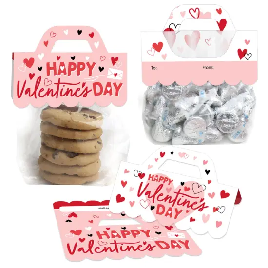 Big Dot of Happiness Happy Valentine's Day - DIY Valentine Hearts Party Clear Goodie Favor Bag Labels - Candy Bags with Toppers - Set of 24 {1}