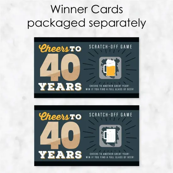 Big Dot of Happiness Cheers and Beers to 40 Years - 40th Birthday Party Game Scratch Off Cards - 22 Count {4}