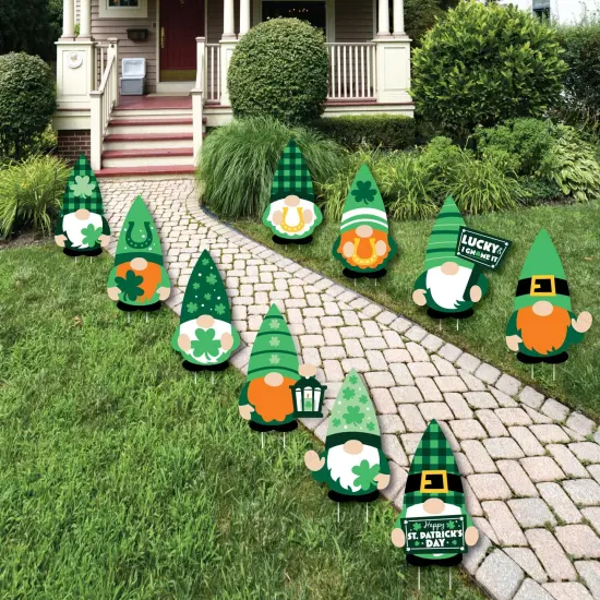 Big Dot of Happiness Irish Gnomes - Lawn Decorations - Outdoor St. Patrick's Day Party Yard Decorations - 10 Piece {1}