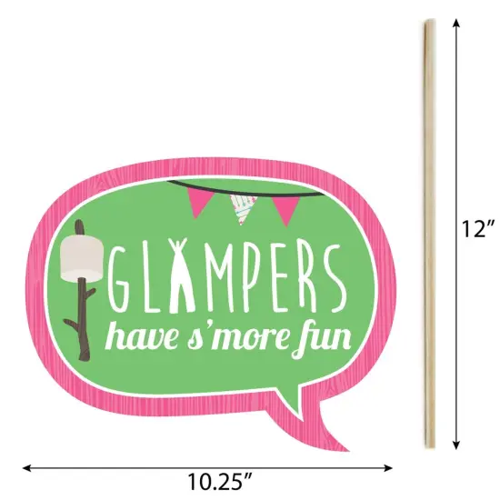 Big Dot of Happiness Funny Let's Go Glamping - Camp Glamp Party or Birthday Party Photo Booth Props Kit - 10 Piece {6}