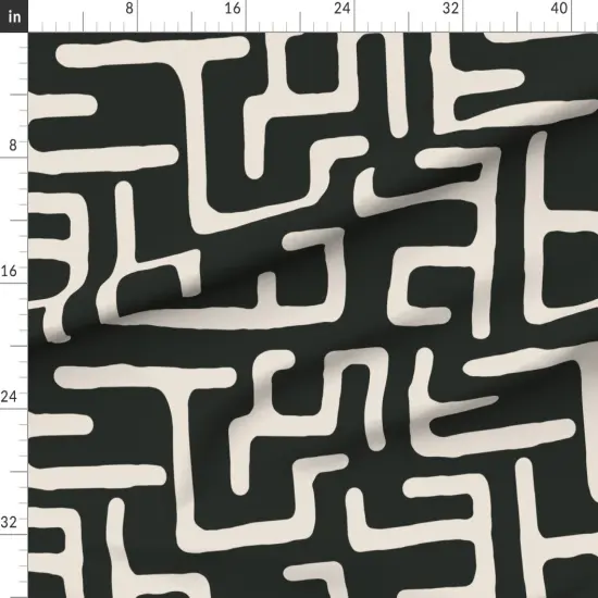 Various Fabrics by the Yard or Fat Quarter African Geometric Abstract Lines Beige Geo Modern Mod Dark Green Custom Printed Fabric by Spoonflower {1}