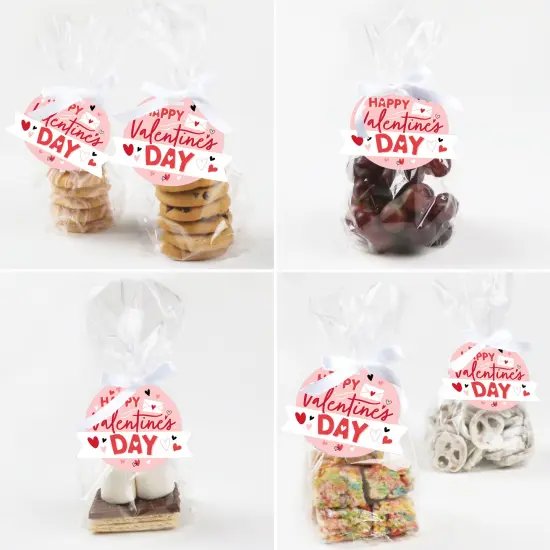 Big Dot of Happiness Happy Valentine&rsquo;s Day - Valentine Hearts Party Clear Goodie Favor Bags - Treat Bags With Tags - Set of 12 {6}