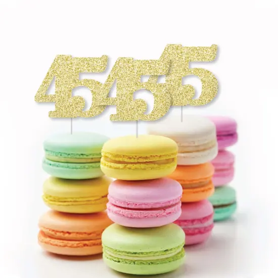 Big Dot of Happiness Gold Glitter 45 - No-Mess Real Gold Glitter Cut-Out Numbers - 45th Birthday Party Confetti - Set of 24 {6}