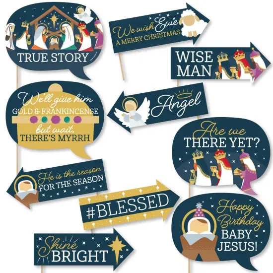Big Dot of Happiness Funny Holy Nativity - Manger Scene Religious Christmas Photo Booth Props Kit - 10 Piece {1}