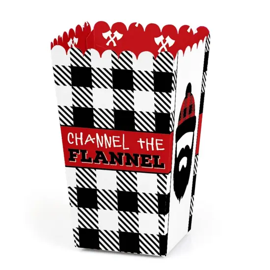Big Dot of Happiness Lumberjack - Channel the Flannel - Buffalo Plaid Party Favor Popcorn Treat Boxes - Set of 12 {1}
