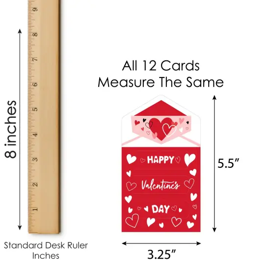 Big Dot of Happiness Happy Valentine's Day - Valentine Hearts Cards for Kids - Happy Valentine's Day Pull Tabs - Set of 12 {7}
