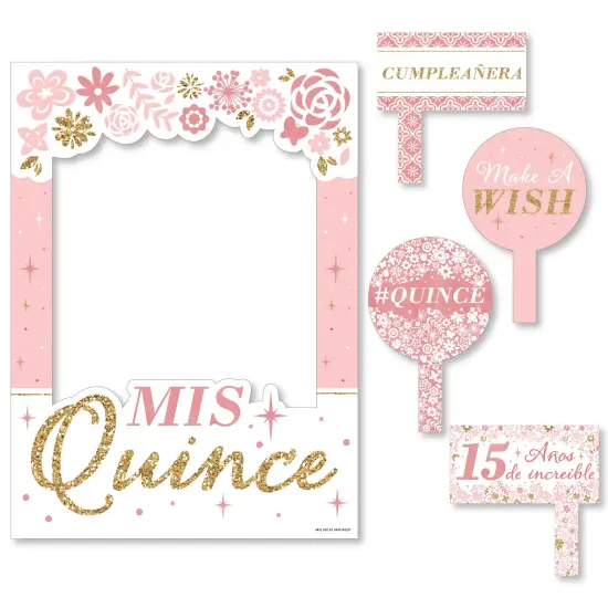 Big Dot of Happiness Mis Quince Anos - Quinceanera Sweet 15 Birthday Party Selfie Photo Booth Picture Frame and Props - Printed on Sturdy Material {7}