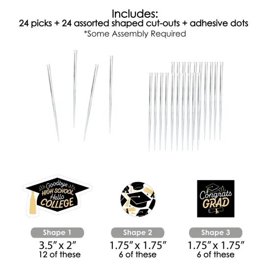 Big Dot of Happiness Hello College Graduation Party - Dessert Cupcake Toppers - Clear Treat Picks - Set of 24 {7}