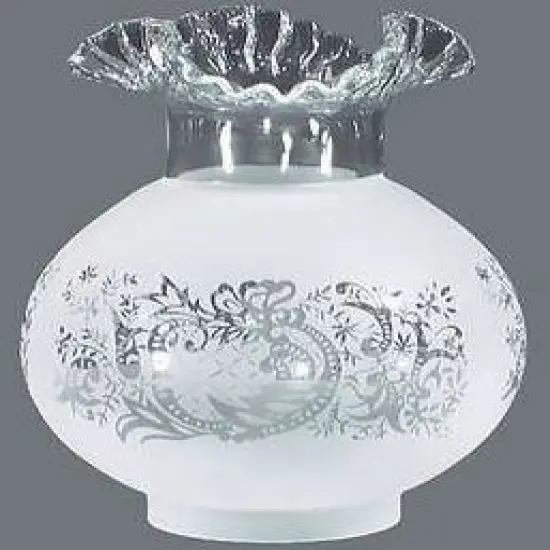 Satin Etched Fluted Glass Oil Lamp Shade (4") {1}