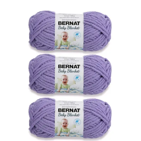 Bernat Baby Blanket Lilac Yarn - 3 Pack of 100g/3.5oz - Polyester - 6 Super Bulky - 72 Yards - Knitting/Crochet {1}