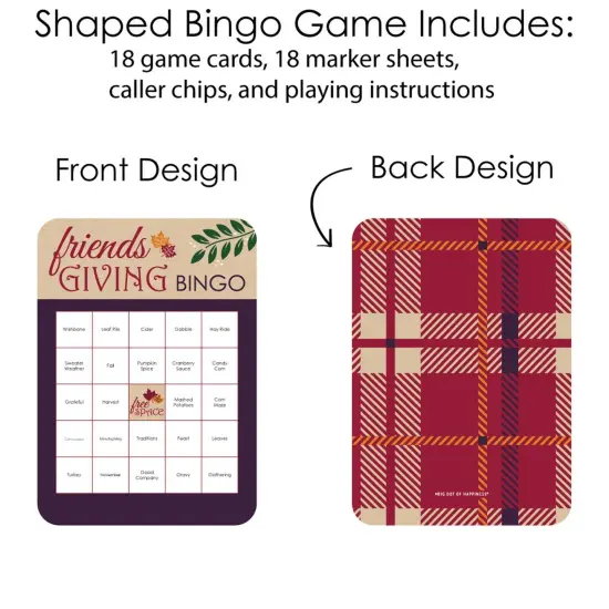 Big Dot of Happiness Friends Thanksgiving Feast - Bingo Cards and Markers - Friendsgiving Party Bingo Game - Set of 18 {4}