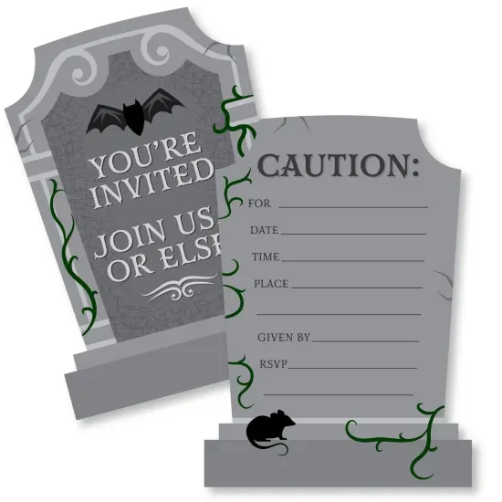 Big Dot of Happiness Creepy Cemetery - Shaped Fill-In Invitations - Spooky Halloween Tombstone Party Invitation Cards with Envelopes - Set of 12 {1}
