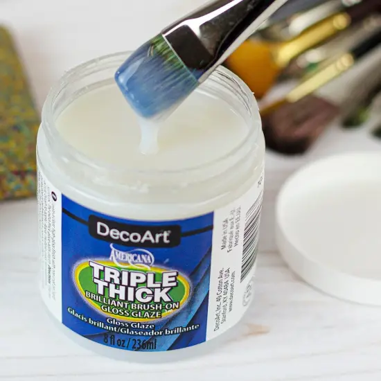 DecoArt Triple Thick Brilliant Brush-On Gloss Glaze-8oz Tub {4}