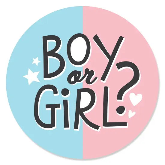 Big Dot of Happiness Baby Gender Reveal - Team Boy or Girl Party Circle Sticker Labels - 24 Count {1}