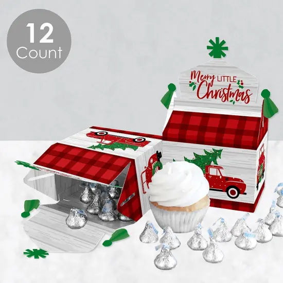 Big Dot of Happiness Merry Little Christmas Tree - Treat Box Party Favors - Red Truck Christmas Party Goodie Gable Boxes - Set of 12 {4}
