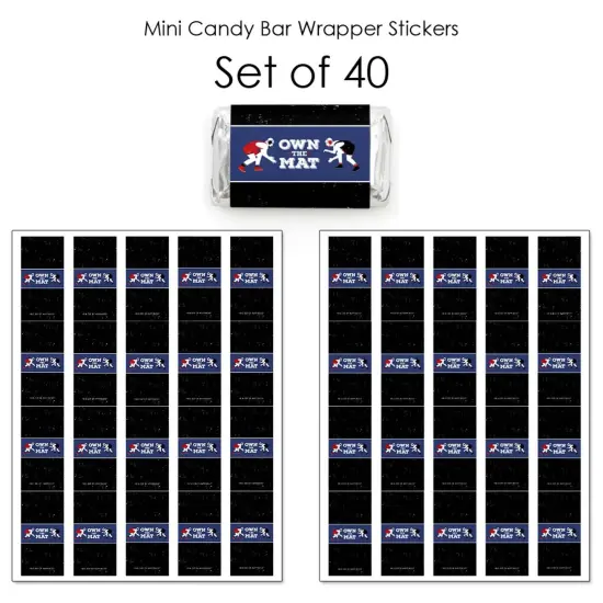 Big Dot of Happiness Own the Mat - Wrestling - Mini Candy Bar Wrapper Stickers - Birthday Party or Wrestler Party Small Favors - 40 Count {4}