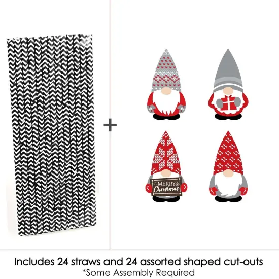 Big Dot of Happiness Christmas Gnomes - Paper Straw Decor - Holiday Party Striped Decorative Straws - Set of 24 {4}