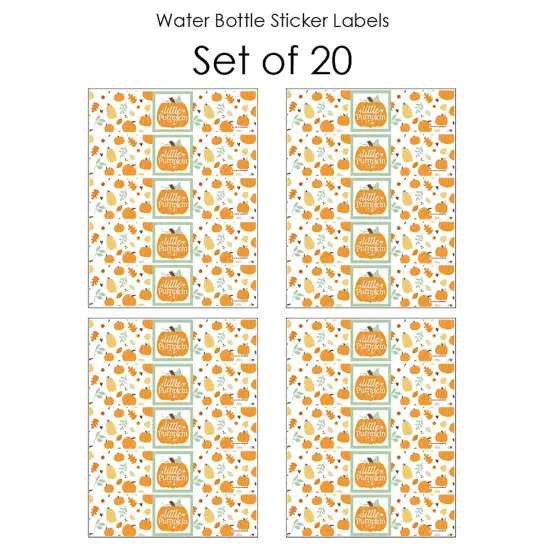 Big Dot of Happiness Little Pumpkin - Fall Birthday Party or Baby Shower Water Bottle Sticker Labels - Set of 20 {4}