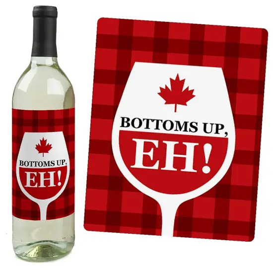 Big Dot of Happiness Canada Day - Canadian Party Decorations for Women and Men - Wine Bottle Label Stickers - Set of 4 {7}