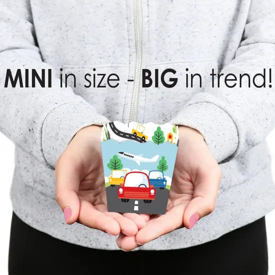 Big Dot of Happiness Cars, Trains, and Airplanes - Party Mini Favor Boxes - Transportation Birthday Party Treat Candy Boxes - Set of 12 {6}