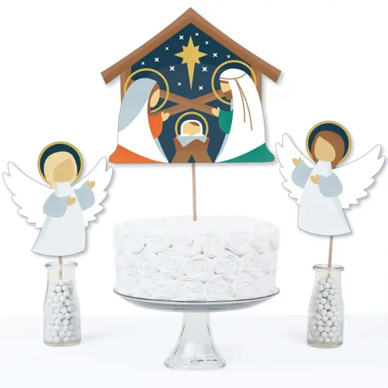 Big Dot of Happiness Holy Nativity - Manger Scene Religious Christmas Centerpiece Sticks - Table Toppers - Set of 15 {4}