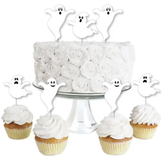 Big Dot of Happiness Spooky Ghost - Dessert Cupcake Toppers - Halloween Party Clear Treat Picks - Set of 24 {1}
