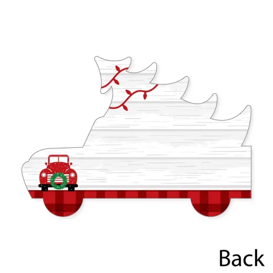 Big Dot of Happiness Merry Little Christmas Tree - Shaped Thank You Cards - Red Truck Christmas Party Shaped Thank You Cards with Envelopes Set of 12 {6}