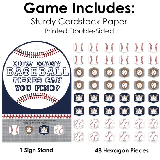 Big Dot of Happiness Batter Up - Baseball - Baby Shower or Birthday Party Scavenger Hunt - 1 Stand and 48 Game Pieces - Hide and Find Game {6}