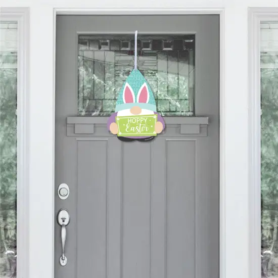 Big Dot of Happiness Easter Gnomes - Hanging Porch Spring Bunny Party Outdoor Decorations - Front Door Decor - 1 Piece Sign {3}