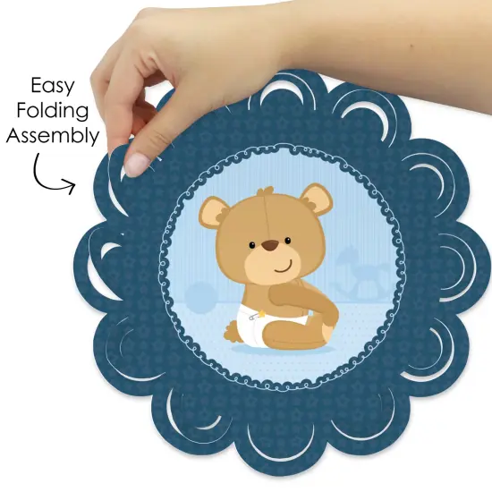 Big Dot of Happiness Baby Boy Teddy Bear - Baby Shower Round Table Decorations - Paper Chargers - Place Setting For 12 {6}