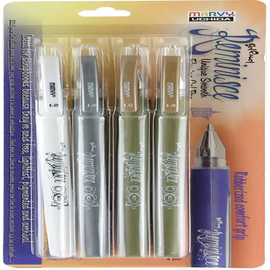 Marvy Uchida Gel Reminisce Pen Set 4/Pkg-2 Gold, 1 Silver & 1 White {1}