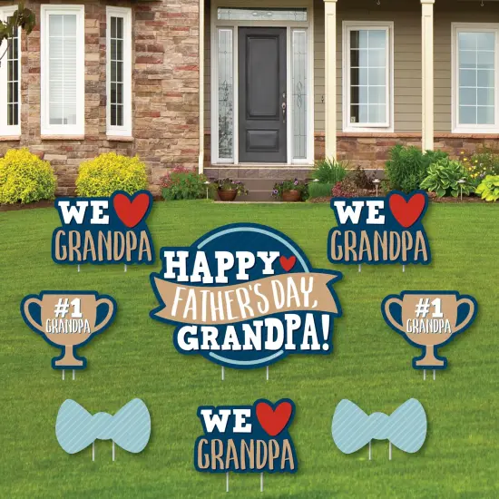 Big Dot of Happiness Grandpa, Happy Father's Day - Yard Sign and Outdoor Lawn Decorations - We Love Grandfather Yard Signs - Set of 8 {1}