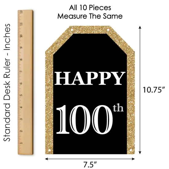 Big Dot of Happiness Adult 100th Birthday - Gold - Hanging Vertical Paper Door Banners - Birthday Party Wall Decoration Kit - Indoor Door Decor {7}