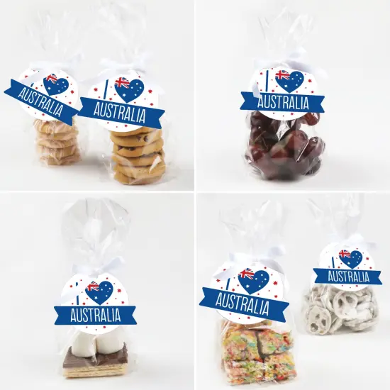 Big Dot of Happiness Australia Day - G&rsquo;Day Mate Aussie Party Clear Goodie Favor Bags - Treat Bags With Tags - Set of 12 {6}