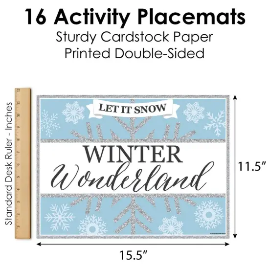 Big Dot of Happiness Winter Wonderland - Paper Snowflake Holiday Party and Winter Wedding Coloring Sheets - Activity Placemats - Set of 16 {6}