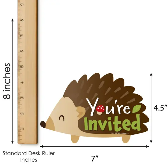 Big Dot of Happiness Forest Hedgehogs - Shaped Fill-In Invitations - Woodland Birthday Party or Baby Shower Invitation Cards with Envelopes - 12 Ct {7}