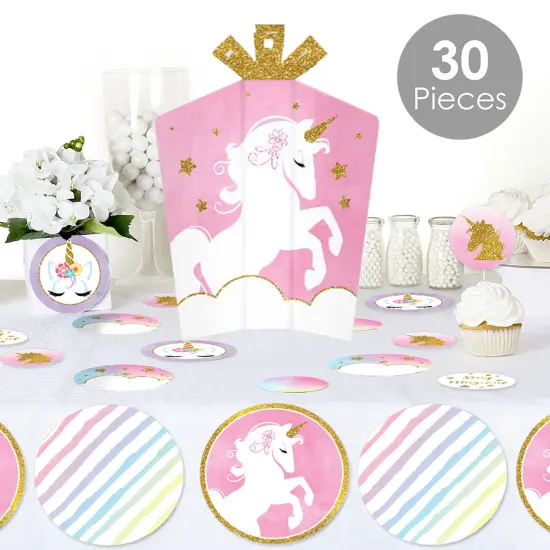 Big Dot of Happiness Rainbow Unicorn - Magical Unicorn Baby Shower or Birthday Party Decor and Confetti - Terrific Table Centerpiece Kit - Set of 30 {3}