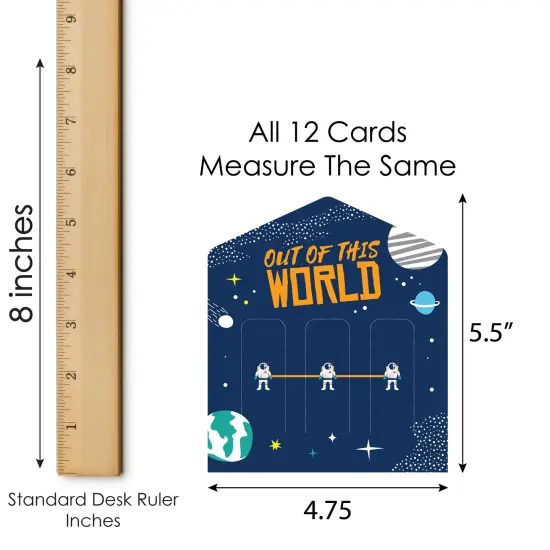 Big Dot of Happiness Blast Off to Outer Space - Rocket Ship Baby Shower or Birthday Party Game Pickle Cards - Pull Tabs 3-in-a-Row - Set of 12 {7}