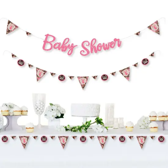 Big Dot of Happiness Pink Gone Hunting - Deer Hunting Girl Camo Baby Shower Letter Banner Decoration - 36 Banner Cutouts & Baby Shower Banner Letters {3}